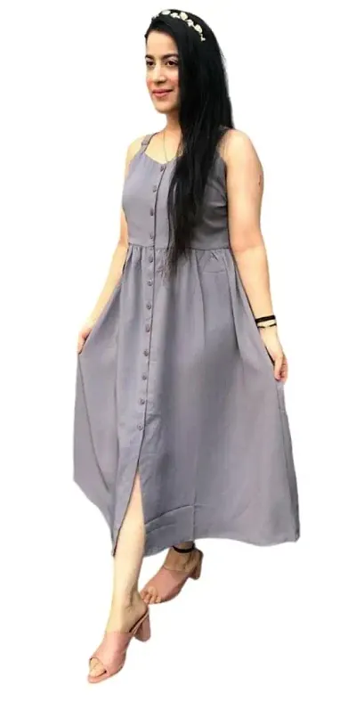 Womens Stylish Calf Length Sleeveless  Midi Dress