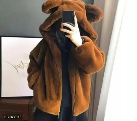 Womenss Stylish woolen furr jacket for winter wear-thumb0