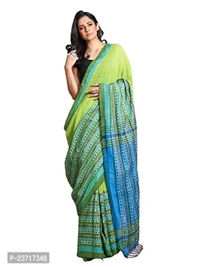 Dutta Saree Ghar Hand Loom Cotton Festival Sarees For Women, Girls |  With Blouse Piece | Occasional Wear (Mint Green)-thumb0