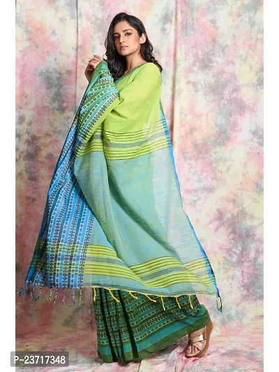 Dutta Saree Ghar Hand Loom Cotton Festival Sarees For Women, Girls |  With Blouse Piece | Occasional Wear (Mint Green)-thumb4