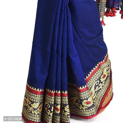 Rupanjali Women's Khadi Cotton Saree With Blouse Piece (Rs_Bh001_Dark Blue)-thumb4