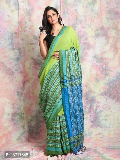 Dutta Saree Ghar Hand Loom Cotton Festival Sarees For Women, Girls |  With Blouse Piece | Occasional Wear (Mint Green)-thumb5