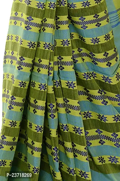 Rupanjali Women's Khadi Cotton Saree With Blouse Piece (Rs_Bh001_Green  Blue)-thumb5