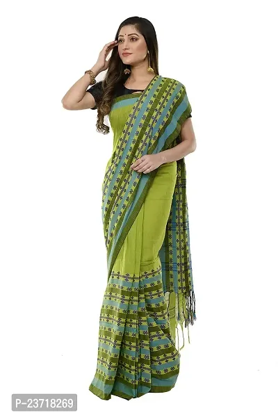 Rupanjali Women's Khadi Cotton Saree With Blouse Piece (Rs_Bh001_Green  Blue)-thumb3