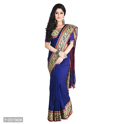 Rupanjali Women's Khadi Cotton Saree With Blouse Piece (Rs_Bh001_Dark Blue)-thumb0