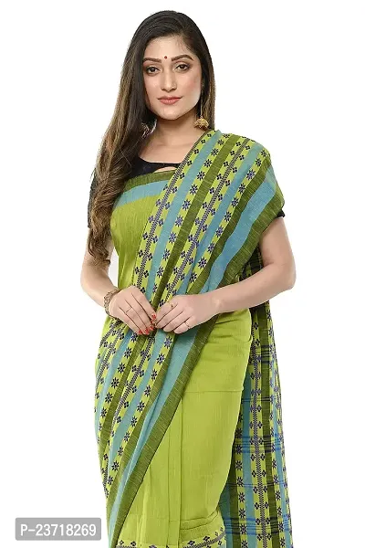 Rupanjali Women's Khadi Cotton Saree With Blouse Piece (Rs_Bh001_Green  Blue)-thumb4