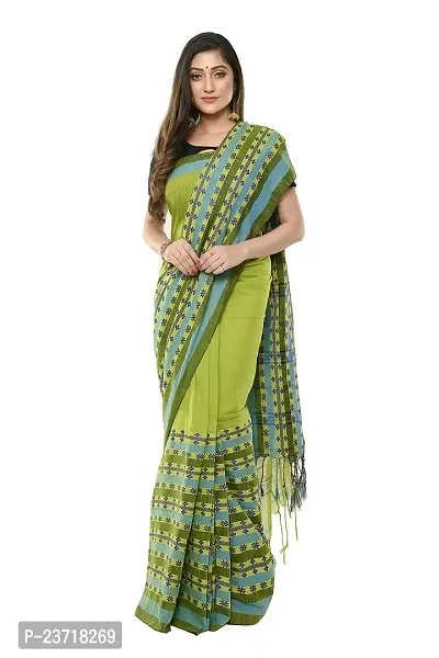 Rupanjali Women's Khadi Cotton Saree With Blouse Piece (Rs_Bh001_Green  Blue)-thumb2