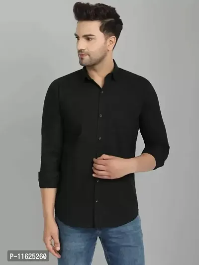 Men Cotton Solid Full Sleeve Casual Shirt-thumb0