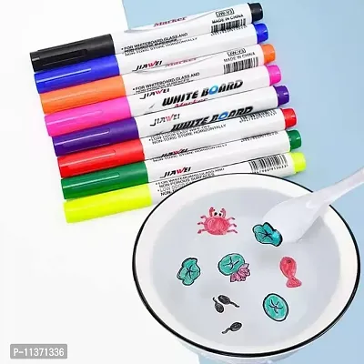 ROKSHI Floating Pen Colors Doodle Pen Children's Colorful Marker Pen Magical Water Painting Pen Easy -To-Wipe Dry Erase Whiteboared Pen Doodle (8 markers and 1 spoon)-thumb0