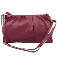 ROKSHI Pu-Leather Handbags, Crossbody Quilted Bag, Cloud Sling Bag with Golden Chrome Chain and Adjustable Shoulder Belt for Women & Ladies, Maroon-thumb3