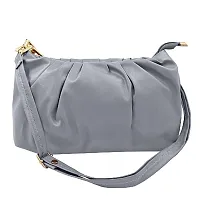 ROKSHI Pu-Leather Handbags, Crossbody Quilted Bag, Cloud Sling Bag with Golden Chrome Chain and Adjustable Shoulder Belt for Women & Ladies, Grey-thumb2