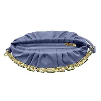 ROKSHI Pu-Leather Handbags, Crossbody Quilted Bag, Cloud Sling Bag with Golden Chrome Chain and Adjustable Shoulder Belt for Women & Ladies, Blue-thumb2