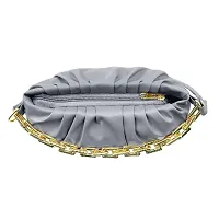 ROKSHI Pu-Leather Handbags, Crossbody Quilted Bag, Cloud Sling Bag with Golden Chrome Chain and Adjustable Shoulder Belt for Women & Ladies, Grey-thumb1