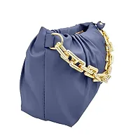 ROKSHI Pu-Leather Handbags, Crossbody Quilted Bag, Cloud Sling Bag with Golden Chrome Chain and Adjustable Shoulder Belt for Women & Ladies, Blue-thumb3