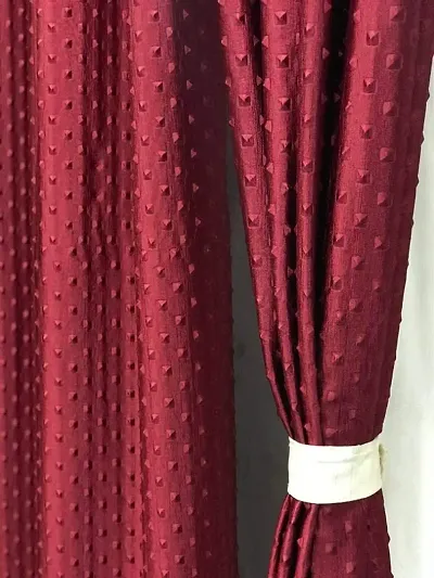 Trendy Polyester  Door Curtain Set of 2 (4X7)