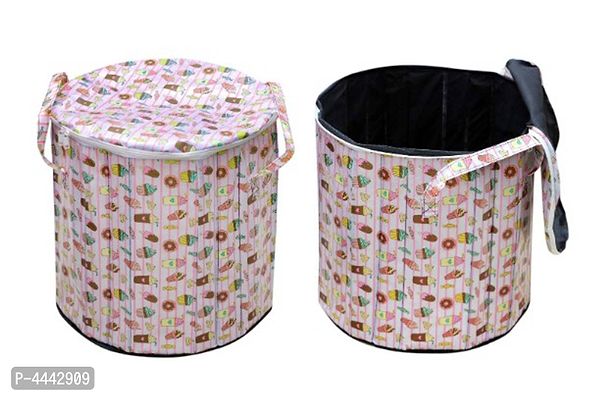 Multicoloured Printed Foldable Round Large Size Laundry Bag-thumb0