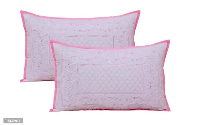 Premium Quality Cotton Quilted Fancy Embroidered ( 18x28 Inches) Cotton Quilted Pillow Covers (2-Piece)-thumb0