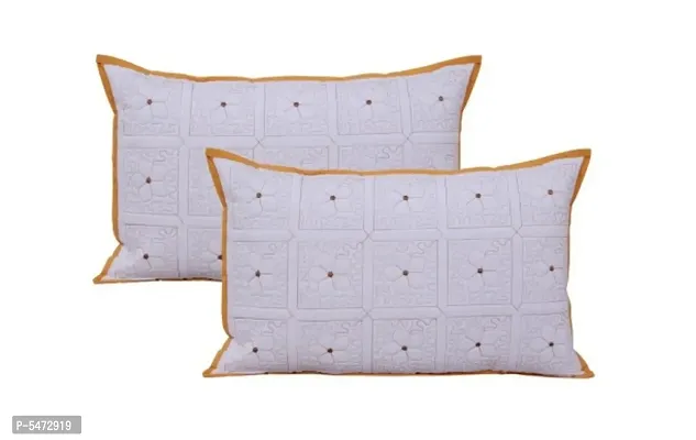 Premium Quality Cotton Quilted Fancy Embroidered ( 18x28 Inches) Cotton Quilted Pillow Covers (2-Piece)