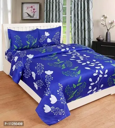 PREMIUM QUALITY POLY COTTON DOUBLE BED SHEET WITH 2 PILLOW COVERS-thumb0