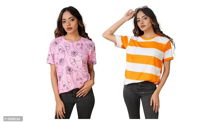 SHRIEZ Oversized T-Shirt for Women, T-Shirt Combo for Women/Girls Pack of 2