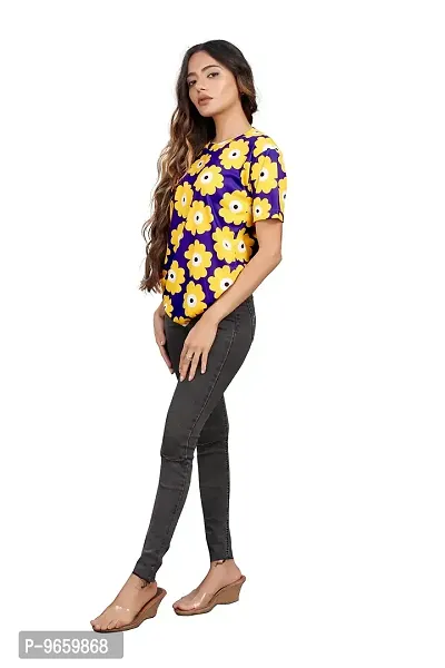 SHRIEZ Oversized T-Shirt for Women, T-Shirt for Women/Girls Pack of 2 (Small, Yellow  Big Flower)-thumb4