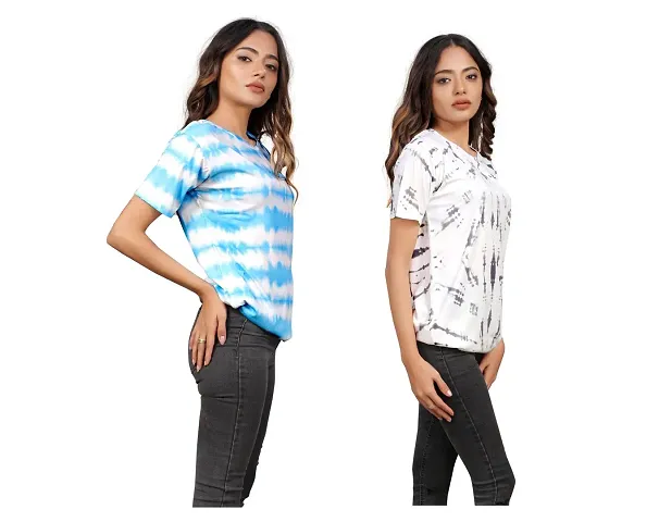 SHRIEZ Oversized T-Shirt for Women, T-Shirt for Women/Girls (Pack of 2) (Small, & T.D Chakkra)