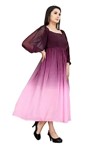 SHRIEZ Georgette Ombre Fit & Flare Maxi Dress for Women/Girls Purple-thumb2