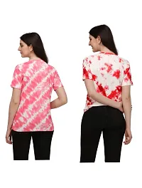 SHRIEZ T-Shirt Over Size Lycra Printed Round Neck T-Shirt with Half-Sleeves for Woman/Girls? (Pack of 2) (L, Red- Gajari)-thumb2