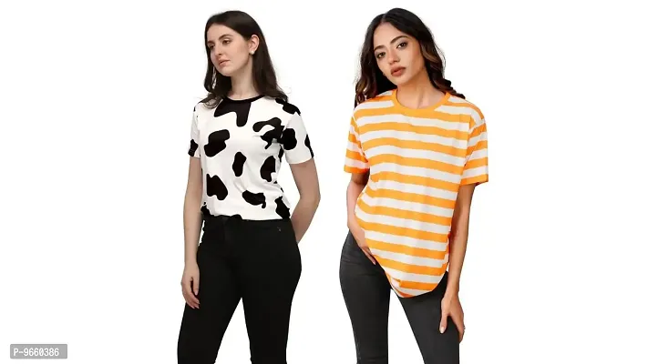 SHRIEZ Oversized T-Shirt for Women, T-Shirt Combo for Women/Girls Pack of 2