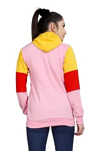 SHRIEZ Colorblock Hoodie for Women, Multicolor Hoodie for Winter Pink-thumb2