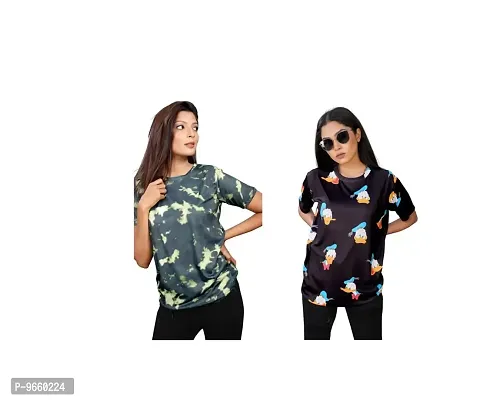 SHRIEZ Oversized T-Shirt for Women, T-Shirt Combo for Women/Girls Pack of 2-thumb0