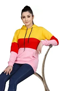 SHRIEZ Colorblock Hoodie for Women, Multicolor Hoodie for Winter Pink-thumb3