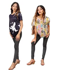 SHRIEZ Oversized Tshirt for Ladies Black Flower & Future T-Shirt Combo (Large)-thumb2