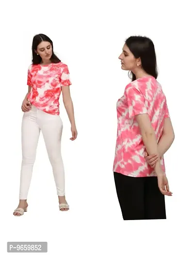 SHRIEZ T-Shirt Over Size Lycra Printed Round Neck T-Shirt with Half-Sleeves for Woman/Girls? (Pack of 2) (XL, Pink-Gajari)-thumb3