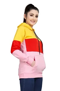 SHRIEZ Colorblock Hoodie for Women, Multicolor Hoodie for Winter Pink-thumb1