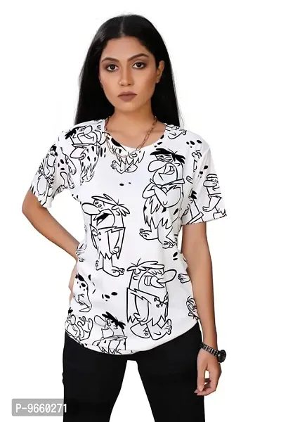 SHRIEZ Oversized Printed T-Shirt for Women, T-Shirt for Women/Girls-thumb3