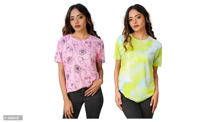 SHRIEZ Oversized T-Shirt for Women, T-Shirt Combo for Women/Girls Pack of 2-thumb0