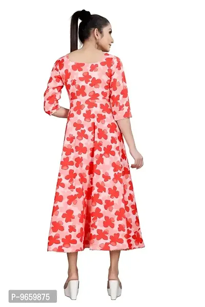 SHRIEZ Red Flower Gown, Printed Western Long Midi Gown (X-Large)-thumb3