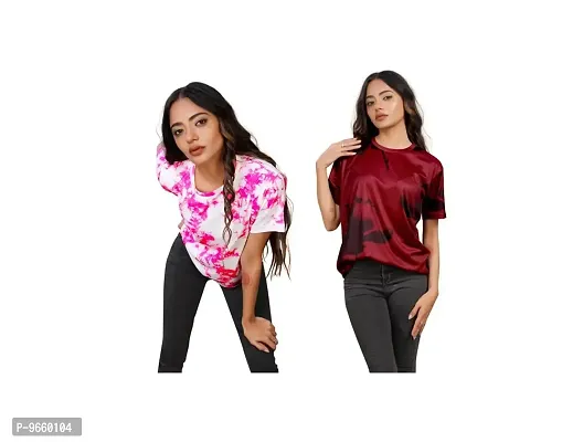 SHRIEZ Oversized T-Shirt for Women, T-Shirt Combo for Women/Girls Pack of 2-thumb0