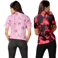 SHRIEZ Oversized Tshirt for Ladies Pink Face & RedBlack T-Shirt for Women/Girls (Medium)-thumb2