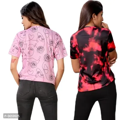 SHRIEZ Oversized Tshirt for Ladies Pink Face & RedBlack T-Shirt for Women/Girls (Medium)-thumb3