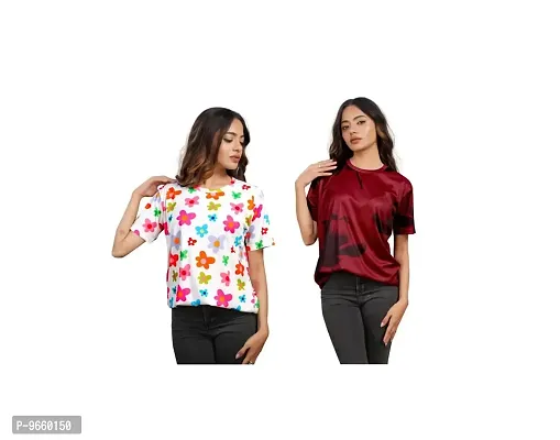 SHRIEZ Oversized T-Shirt for Women, T-Shirt Combo for Women/Girls Pack of 2-thumb0