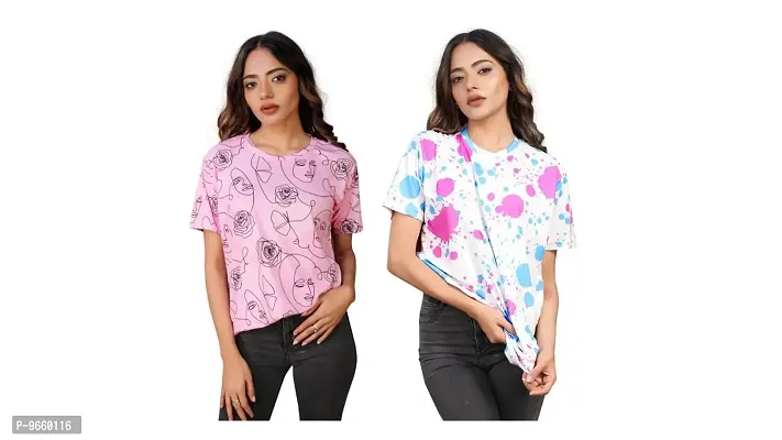 SHRIEZ Oversized T-Shirt for Women, T-Shirt Combo for Women/Girls Pack of 2