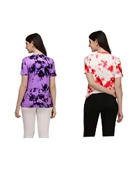 SHRIEZ T-Shirt Over Size Lycra Printed Round Neck T-Shirt with Half-Sleeves for Woman Girls? {Pack of 2} (M, Purple-Red)-thumb1