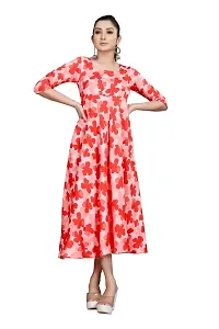 SHRIEZ Red Flower Gown, Printed Western Long Midi Gown (X-Large)-thumb1