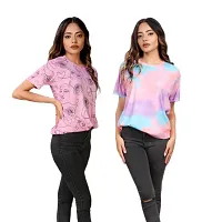 SHRIEZ Oversized Tshirt for Ladies Pink Face & Rainbow T-Shirt for Women/Girls (Large)-thumb2