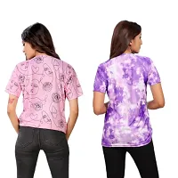 SHRIEZ Oversized Tshirt for Ladies Pink Face & Purple T-Shirt for Women/Girls (Large)-thumb2