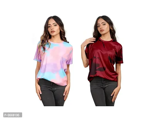 Oversized T Shirt For Women  T Shirt For Women Girls Pack Of 2-thumb0