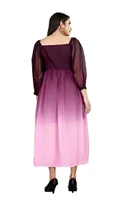 SHRIEZ Georgette Ombre Fit & Flare Maxi Dress for Women/Girls Purple-thumb1