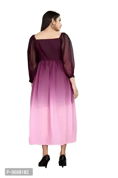 SHRIEZ Georgette Ombre Fit & Flare Maxi Dress for Women/Girls Purple-thumb2